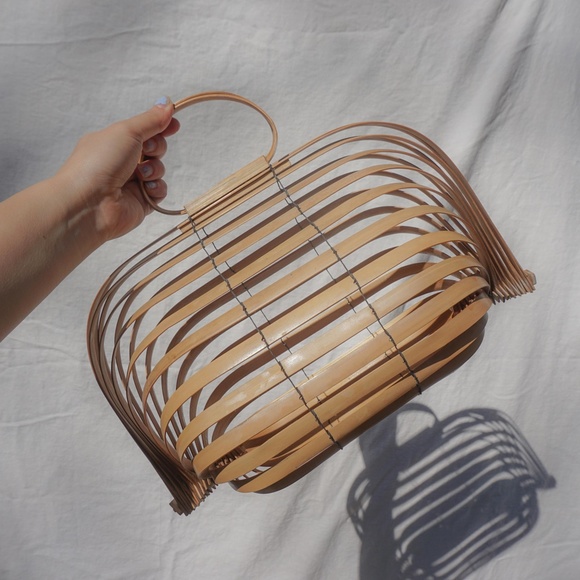 Vintage Handbags - vtg 50s collapsible bamboo handbag